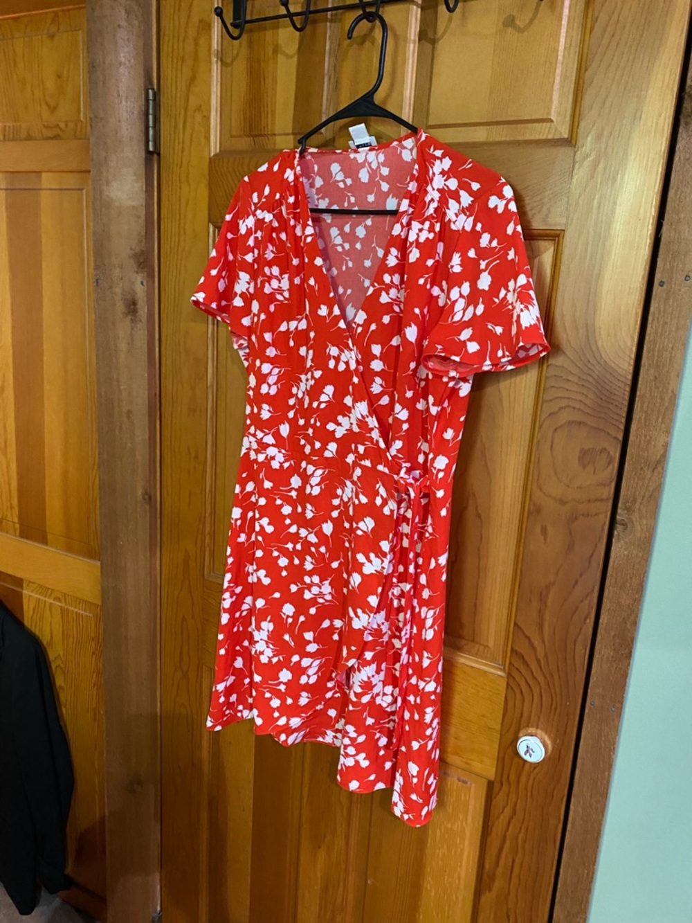 J. Crew Factory Red and White Floral Mini Wrap Dress